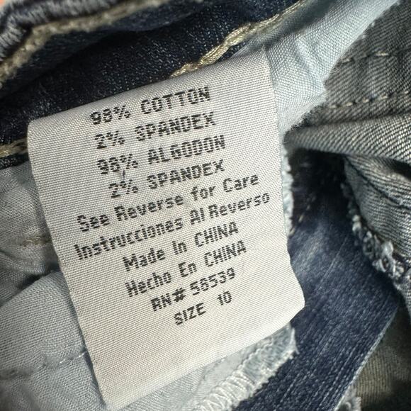 Y2K 00s Paint Splatter Straight Leg Mid Rise Jeans Flap Pockets Size 10 - Picture 8 of 9